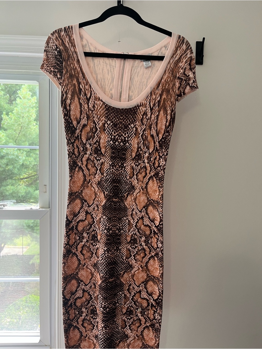 Cache Snake-Print Midi Dress in Brown and Tan